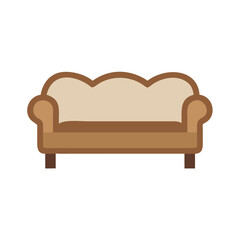 Simple, Brown Couch on Black Background Isolated Icon