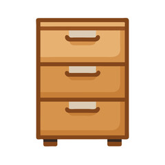 Cartoon wood dresser with three drawers illustration