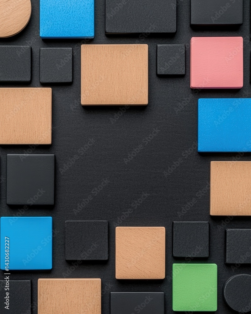 Poster a wall featuring an array of vibrant colored squares creating a captivating geometric design