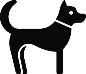 Minimalist Dog Icon – Black Silhouette with Geometric Shapes & Vector Style