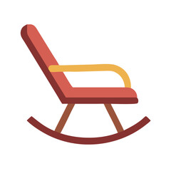 Stylish Red Rocking Chair Illustration on Black Background