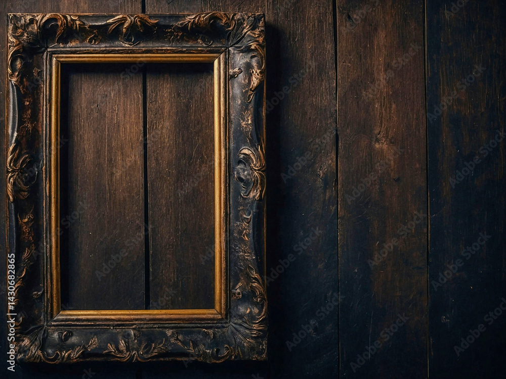 Poster dark rustic picture frame with a distressed textured background.