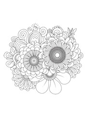 Zentangle Flower Line Drawing for Creative Books