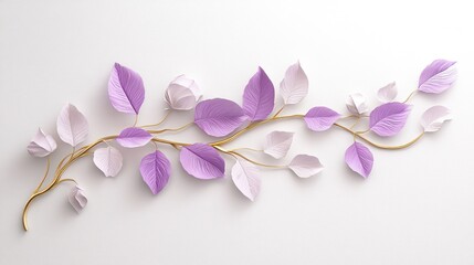 Elegant paper flowers arrangement on white background.  Possible use  Spring design inspiration