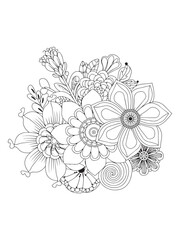Delicate Flower Zentangle Illustration to Color