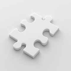 Single puzzle piece lying flat isolated on white background