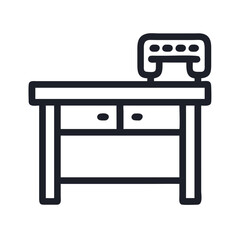 Simple Table with Drawers Outline Icon Vector Illustration