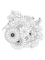 Therapeutic Flower Zentangle Coloring Page Design