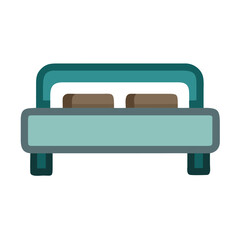Cartoon bed with two pillows on black background