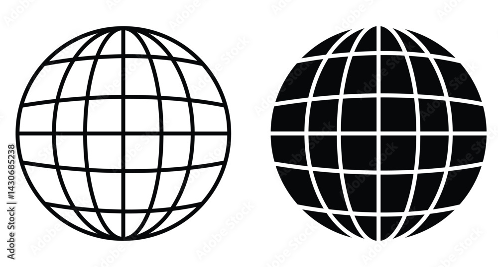 Aufkleber earth icon vector set, abstract globe symbol. globe outline icon vector. web symbol icon vector illu