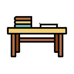 Minimalist Desk and Books Isolated on Black Background