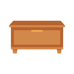 Wooden chest storage illustration on solid black background
