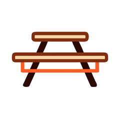 Minimalist Picnic Table Vector Illustration on Black Background