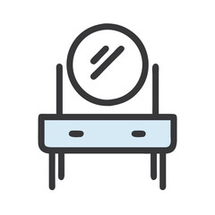 Minimalist vanity icon on black, bedroom furniture concept