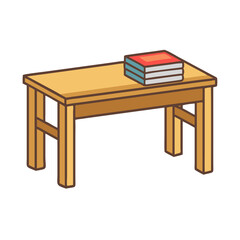 Cartoon desk with books on top on black