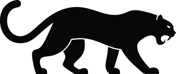 Minimalist Panther Silhouette – Sleek Side View Vector Art with Bold Contrast