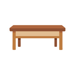 Cartoon Brown Wooden Table Illustration on Black Background