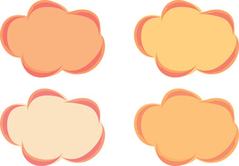 orange colorful abstract brush stroke doodle sketch clouds set