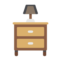 Bedside table with lamp illustration on black background