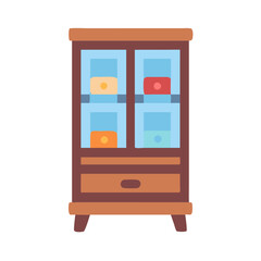 Cute Cabinet With Shelves and Drawer Illustration