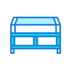 Blue Low Table Illustration on Black Background