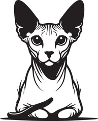 Sphynx Cat Vector Black and White Line Art Illustration