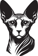 Sphynx Cat Vector Black and White Line Art Illustration