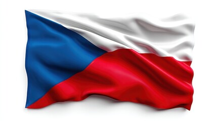 Czechia flag features three horizontal stripes of white, red, and blue, symbolizing the country's national identity against a clean white backdrop