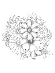 Stylized Zentangle Flower for Printable Coloring Fun
