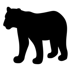 Black bear silhouette standing with calm expression transparent . in vector format on a