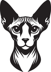 Sphynx Cat Vector Black and White Line Art Illustration