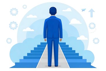 The Blue Man Wondering How to Continue His Journey – Conceptual Decision-Making Illustration