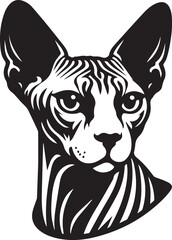 Sphynx Cat Vector Black and White Line Art Illustration
