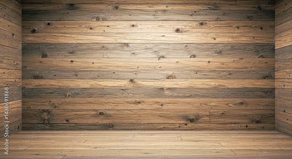 Poster close-up rustic log cabin wall background with distinct natural grain patterns and rich earthy tones