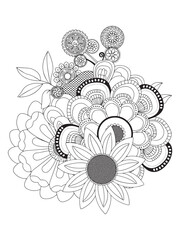 Peaceful Floral Zentangle Outline for Mindful Art