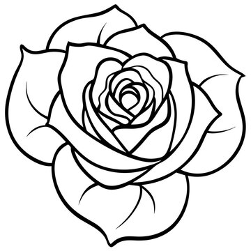 Black and white rose illustration with bold outlines