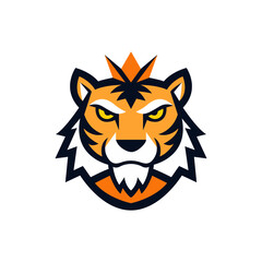Fototapeta premium Vector design of tiger head with crown in mascot logo