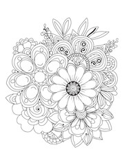 Coloring Page with Fine Zentangle Floral Artwork