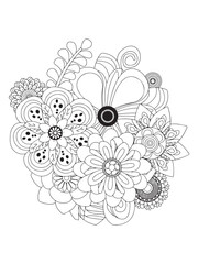 Soothing Flower Zentangle Line Drawing for Wellness