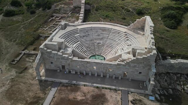 Ancient patara small theater aerial view in southwestern Turkey