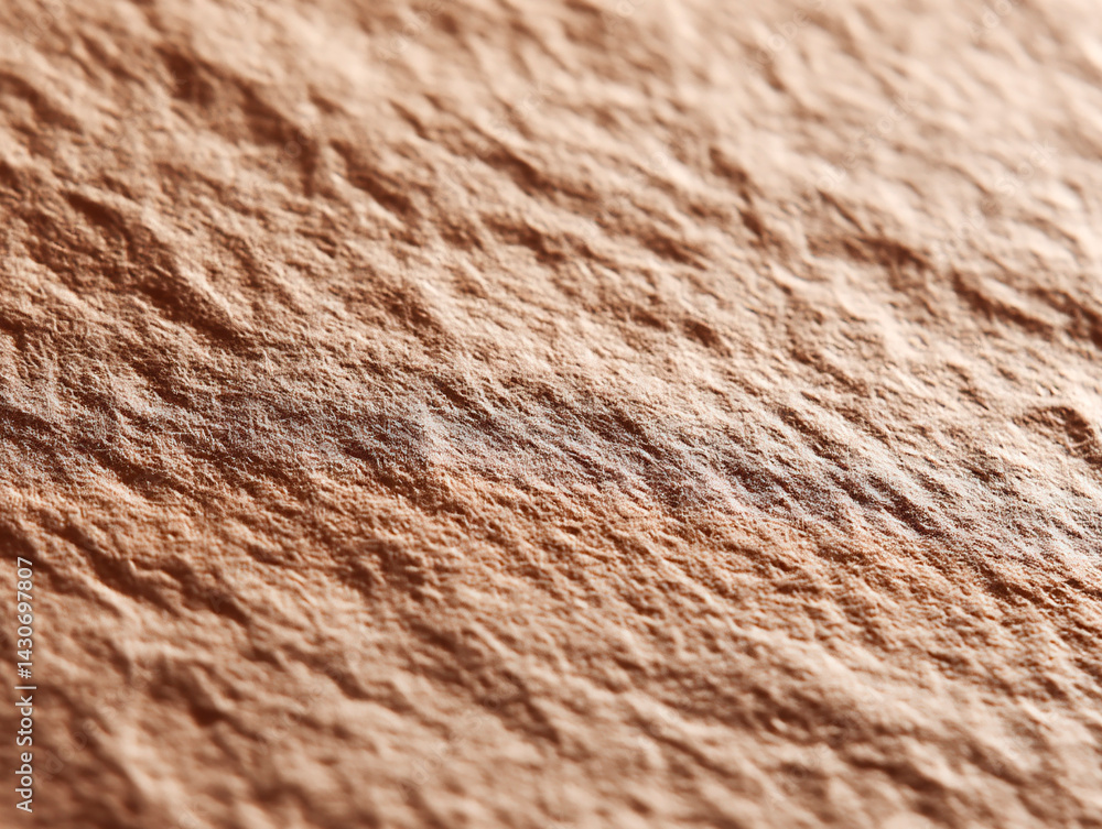 Poster wrinkled textured surface of brown craft paper captured in closeup with soft directional light and s