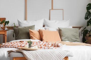 Interior of modern stylish light bedroom