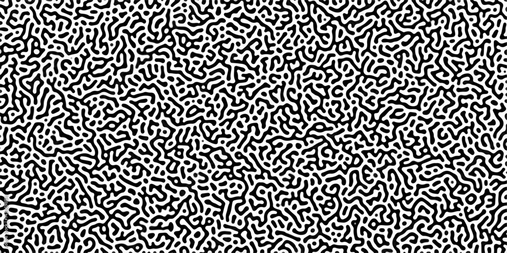 Poster organic seamless patterns with rounded lines diffusion reaction background. monochrome background of