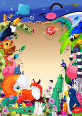 vector vertical cartoon animals card template