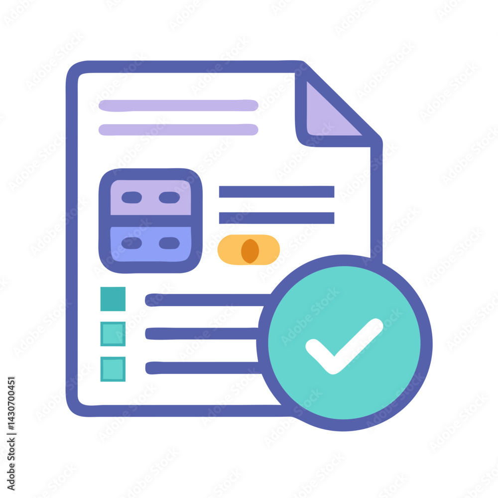 Poster document with a check mark signifying approval and confirmation