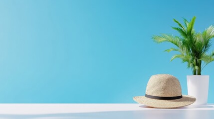 Summer Scene with Hat and Plant