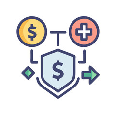 Financial protection and insurance benefits vector concept illustration