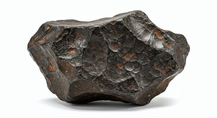ancient meteorite fragment isolated on white background. Generative AI