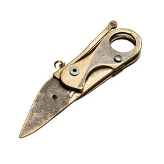 Brass envelope opener knife isolated on transparent background
