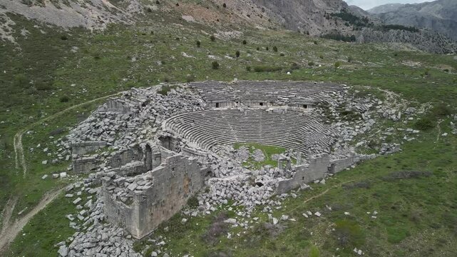 Ruined half-circle of Roman theater at Sagalassos in Turkey